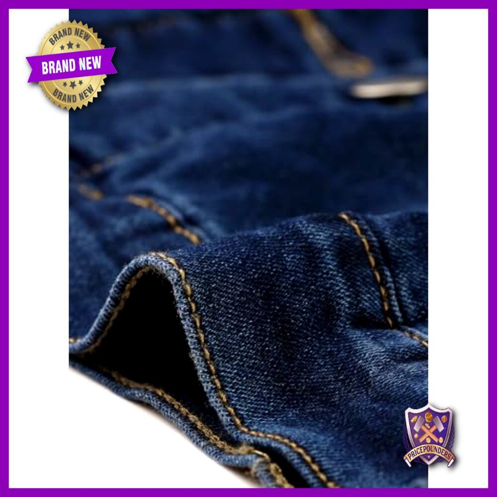 Denim Jacket Collarless Round Neck Button Down Lo… - image 5